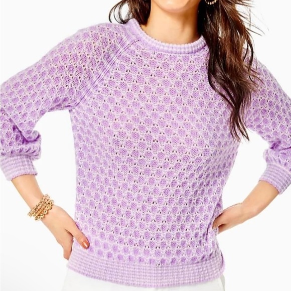 Lilly Pulitzer Spring Corabella sweater lilac soft purple sz M 8/10 - Picture 6 of 6
